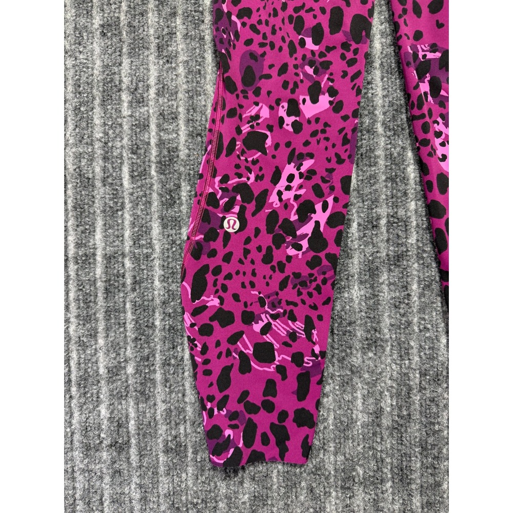 Lululemon Base Pace High Rise Running 25'' Sz 2 Pink Leopard Activewear Sporty - Picture 3 of 4